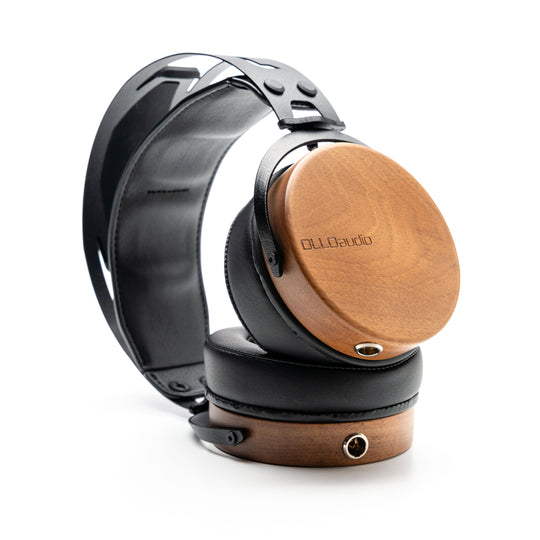 wooden recording studio professional headphones closed-back angle