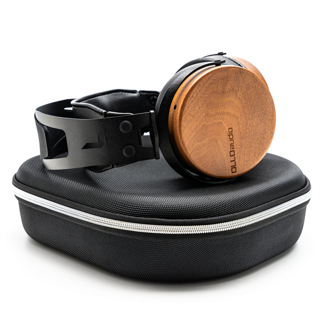 wooden recording studio professional headphones closed-back with hard case