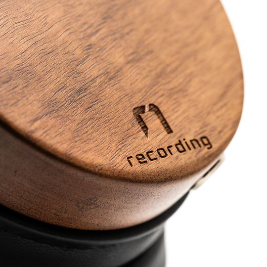 wooden recording studio professional headphones closed-back logo recording